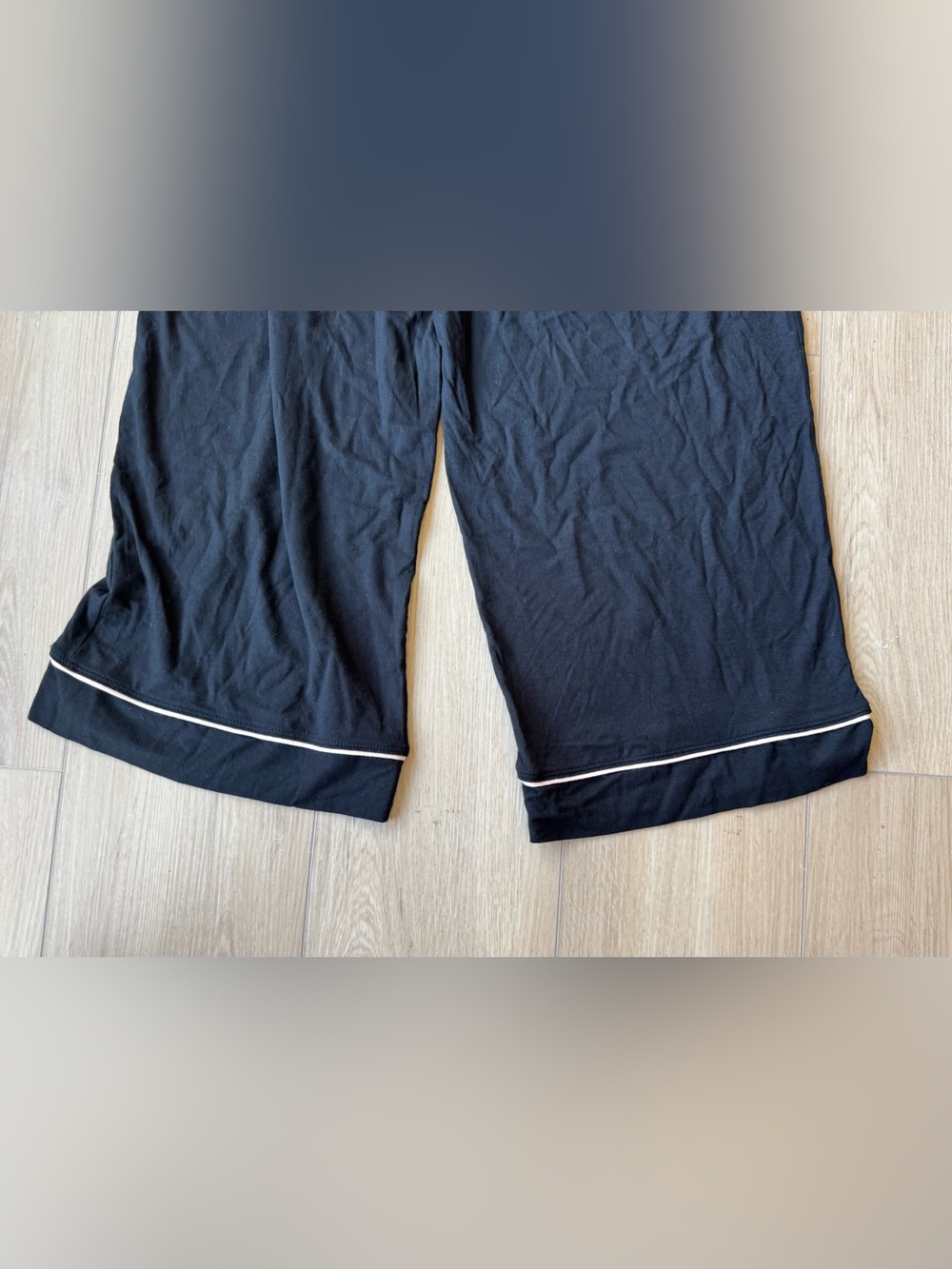 Eberjey Gisele Modal Pajama Set Black/Ivory Short Sleeve Crop Pants Size M EUC - Picture 6 of 8